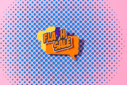 Colorful Flash Sale Sign On Pop Art Background