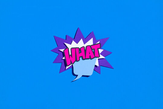 Colorful Comic Style Pop Art Background with What! Text