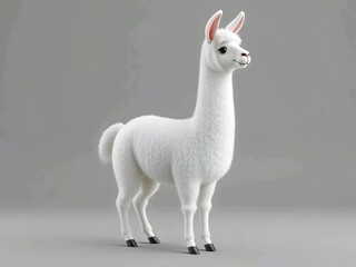 Fototapeta premium Happy cute llama cartoon 3d rendering illustration