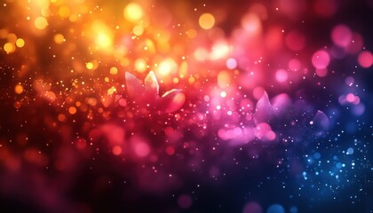 Obraz premium Colorful Abstract Bokeh Lights with Warm Golden Glow and Retro Film Texture Background