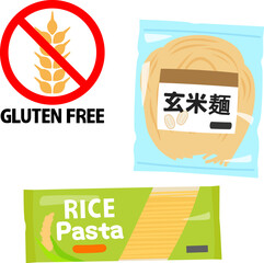 玄米麺とライスパスタとグルテンフリーマーク