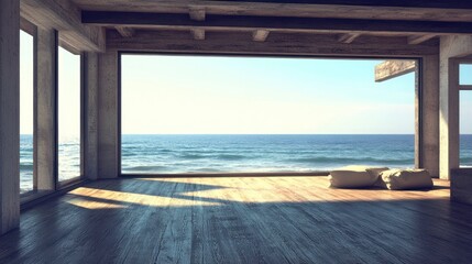Fototapeta premium Oceanfront Living Room: Tranquil Coastal View