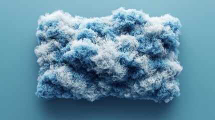 Abstract Blue and White Cloud Formation 3D Render Textured Digital Art Whimsical Design Element