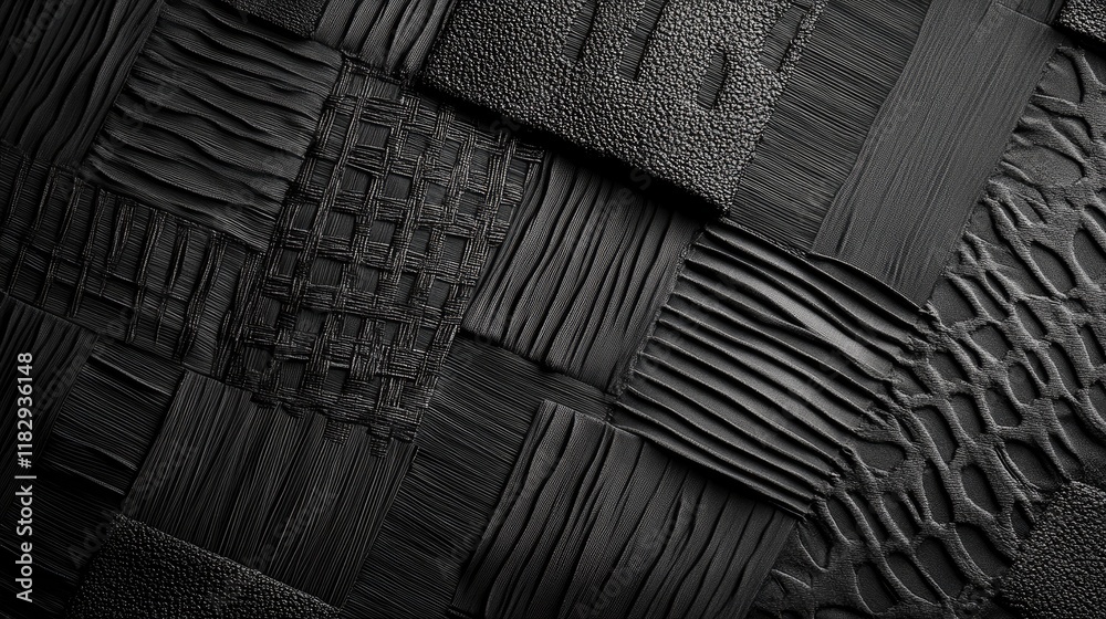Poster black textured fabric with a complex pattern, adding a sense of depth and elegance, perfect for show