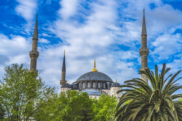 Blue Mosque, Istanbul, Turkey. Blue Mosque or Sultan Ahmed Mosque built in 1616 by Ottoman Turks.
