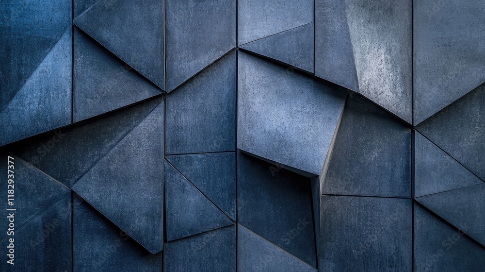 Poster close-up of dark concrete panels with overlapping geometric patterns, perfect for bold and modern in