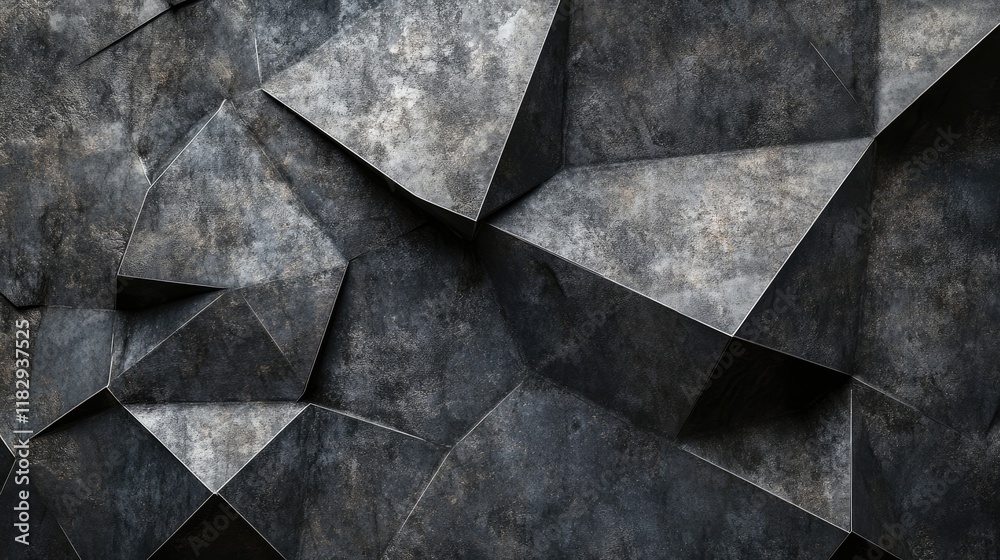 Poster close-up of dark concrete panels with overlapping geometric patterns, perfect for bold and modern in
