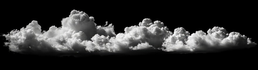 Dramatic Clouds Isolated on Black Background Abstract Collection of Fluffy White Cloudiness Mist Fog Smoke Texture