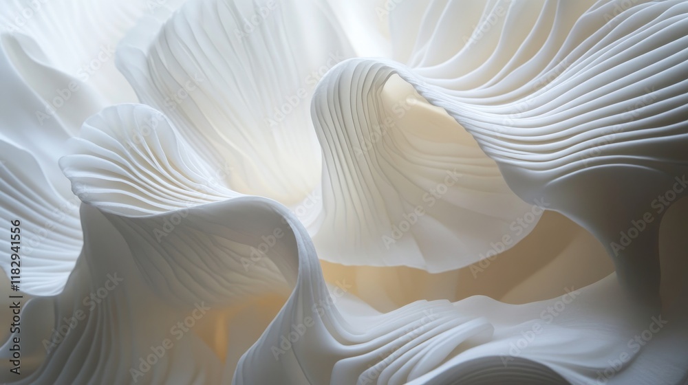 Poster The elegant folds of white fabric forming dynamic radial patterns, highlighting texture and movement for a graceful and modern aesthetic.