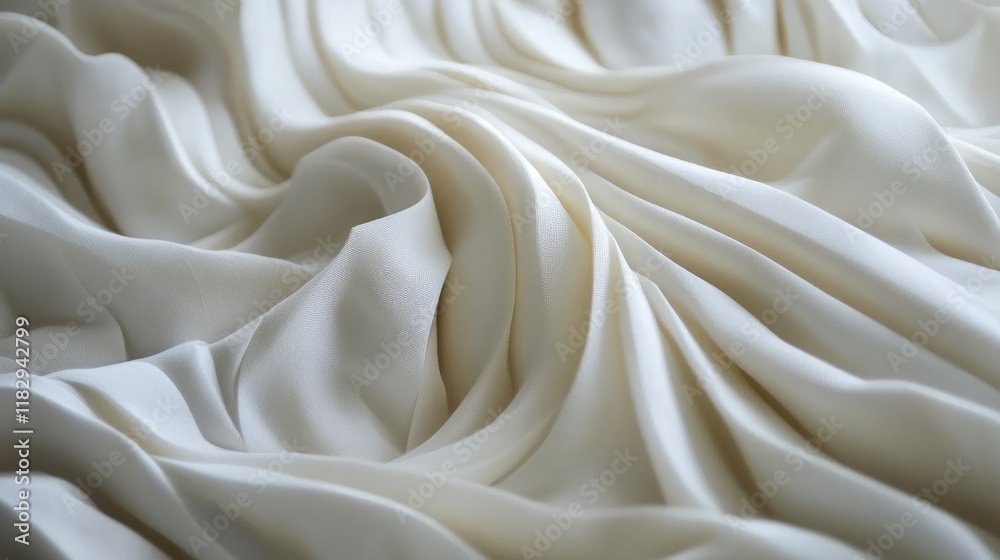 Aufkleber White fabric with intricate radial folds, capturing the elegance and texture of the material, creating a soft, dynamic effect.