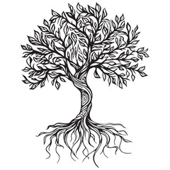 sketch of tree tribal tattoo