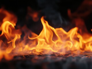 Fototapeta premium Vibrant Flames Dancing in the Darkness Capturing the Intensity and Beauty of Fire, Ideal for Artistic and Abstract Visuals in Various Creative Projects