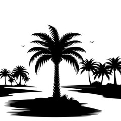 Obraz premium silhouette of palm tree on white background