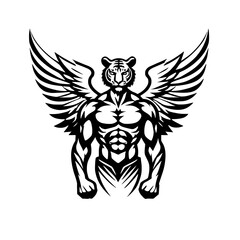 Obraz premium tiger with wing on white background