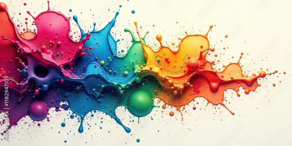 Aufkleber vibrant rainbow paint splashes an abstract composition of colorful fluid dynamics and spherical acce