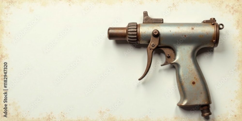 Poster rustic metal handheld tool on aged paper background