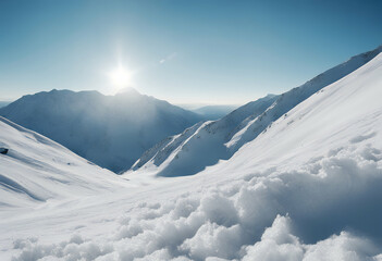 Naklejka premium blue panoramic nice day sky mountain panorama snow slope ski snowboarding top extreme nature landscape 
