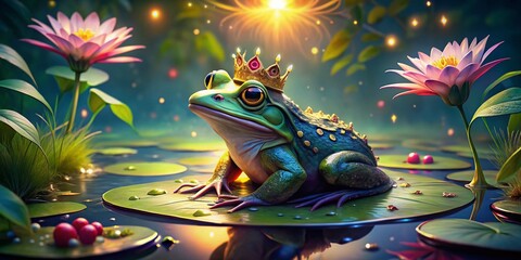 Frog Prince Lily Pad Crown Water Lilies Fairytale Low Light Magical Fantasy