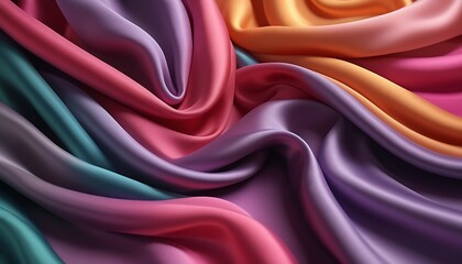 Obraz premium colorful flowing fabric, dynamic gradient textures of soft silky material