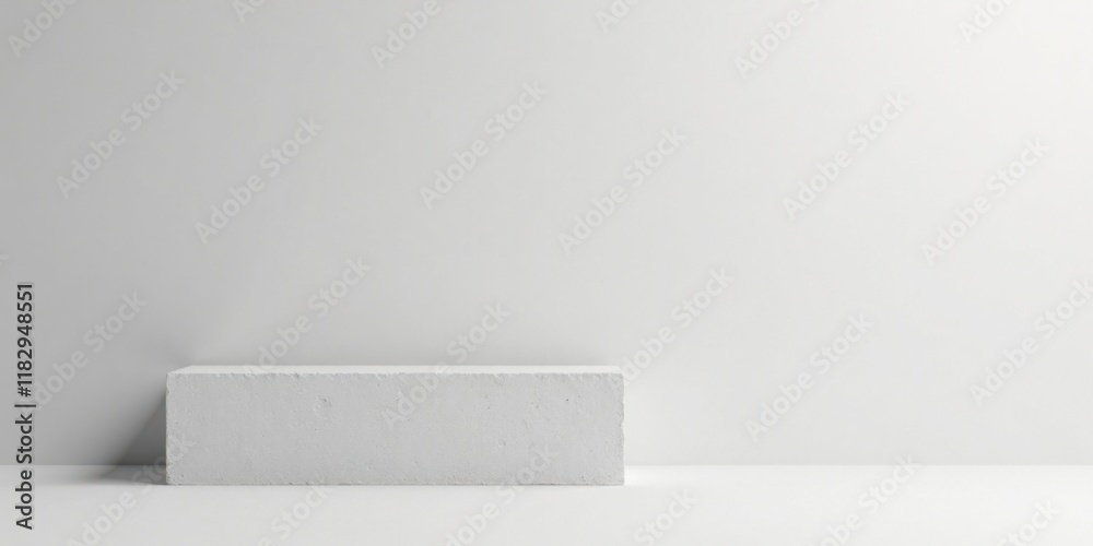 Aufkleber minimalist white block on a plain white background, perfect for product display or design presentati