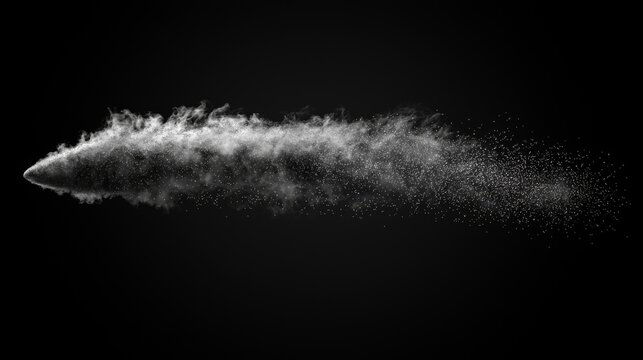 Abstract White Smoke Trail Dust Particle Dispersion Motion Blur Effect Black Background