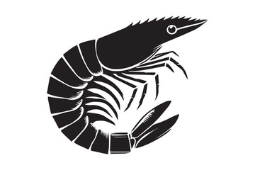 shrimp silhouette vector in a simple art style on a white background