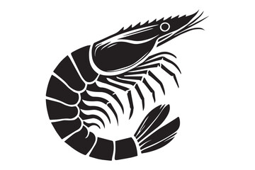 shrimp silhouette vector in a simple art style on a white background