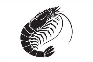 shrimp silhouette vector in a simple art style on a white background