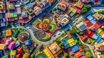 Fototapeta premium Funky Abstract Aerial Art Designs: Vibrant Backgrounds & T-Shirt Prints