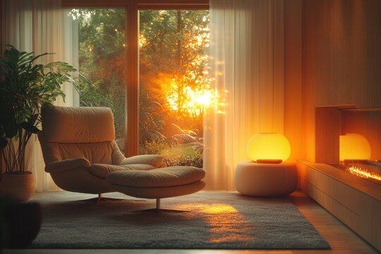 Happy young Indian couple using smartphone in modern living room warm lighting indoor connection