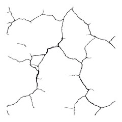 Split lines in the concrete or large fissures in the wall on a white background. Crack wall concrete
