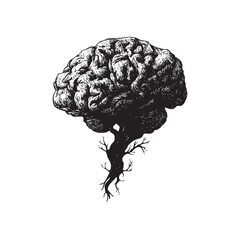 human brain with tree