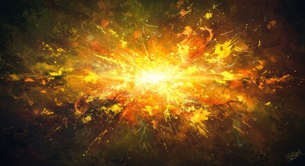 Explosive Energy: A vibrant illustration of a powerful explosion, showcasing radiating energy and chaotic beauty with a touch of the cosmos.