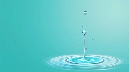 Water Drop Splashing in a Calm Aquamarine Background