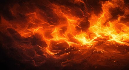Obraz premium Inferno of Flames: A mesmerizing display of fire in an inferno, showcasing the raw power, intense energy, and mesmerizing beauty of the dance of flames. 