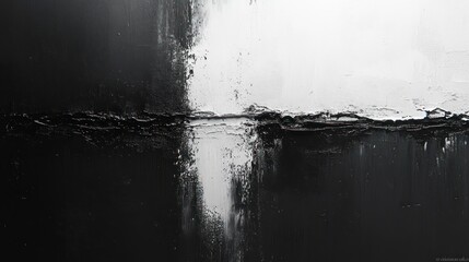 Black and White Abstract Composition with Grunge Texture and Splatter Techniques