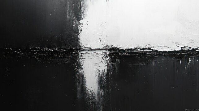 Black and White Abstract Composition with Grunge Texture and Splatter Techniques