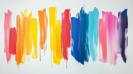 Naklejka premium Vibrant rainbow hues in bold brushstrokes on a white background. A colorful abstract art piece.