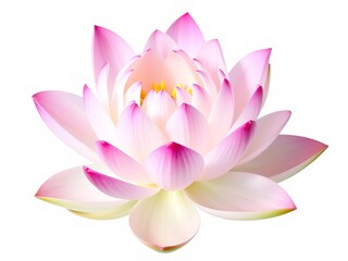 Close-up shot of a vibrant pink lotus flower isolated on a white background, showcasing its delicate petals and intricate details, lotus, petals, aquatic