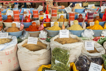 Fototapeta premium Armenia, Yerevan. Farmer's market. Spices and grains.
