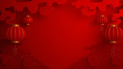 Chinese New Year celebration photo frame golden dragon on red background