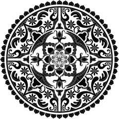 Mandala coloring book page. Black and white mandala vector isolated on white.