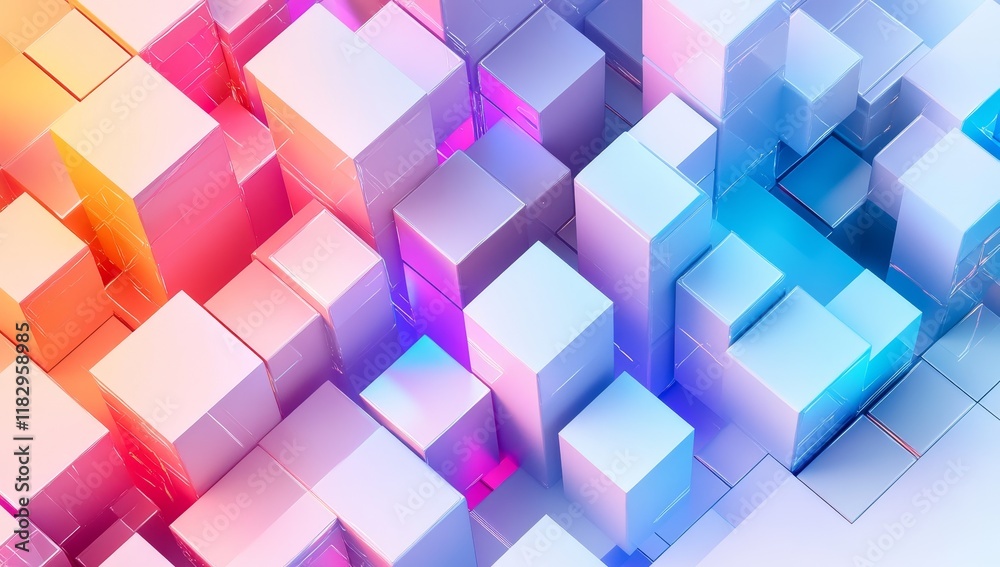 Aufkleber Abstract colorful 3D cube pattern.