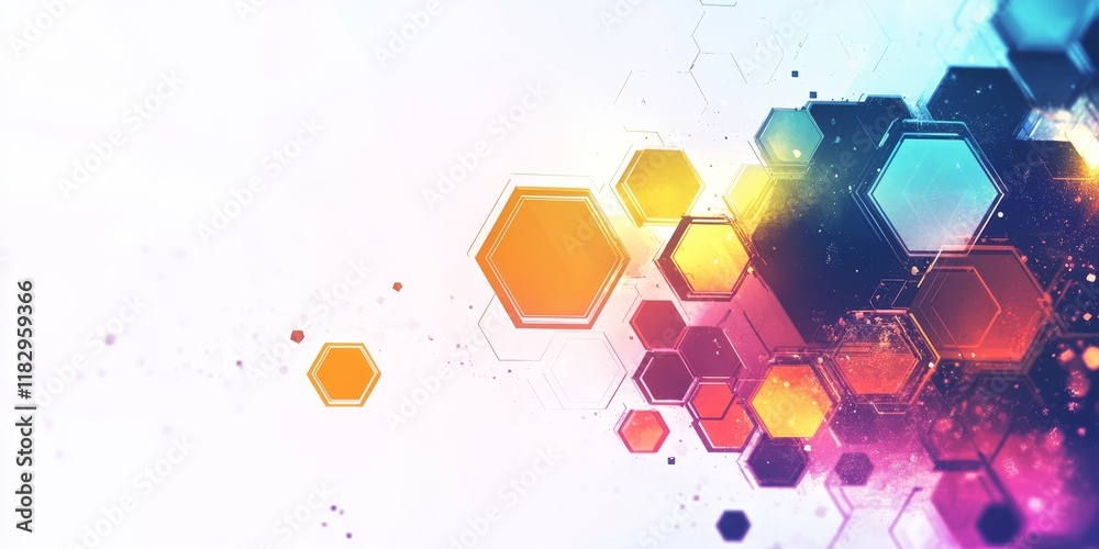 Poster abstract colorful hexagons background.
