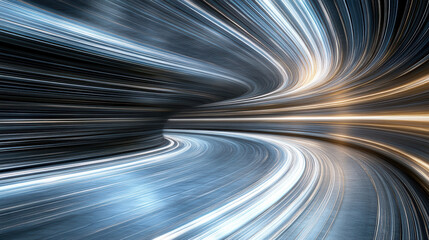 Dynamic light trails create sense of speed and motion in curved path