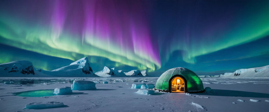 artic aurora green and purple