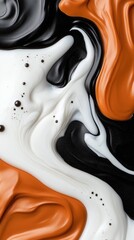 Obraz premium Abstract swirls of cream, black, and orange