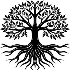 black and white tree