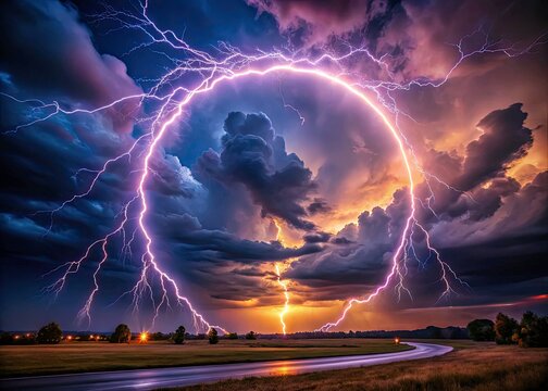 Circular Lightning Streams: 4K 24fps Alpha Channel Stock Footage