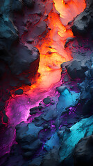 Digital glitch neon lava flow abstract poster background